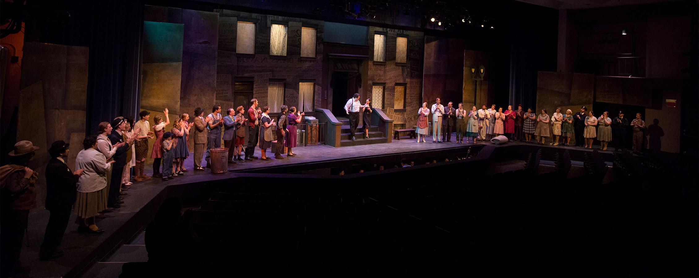 The final scene of a play by performers on the University of Wisconsin Whitewater campus.