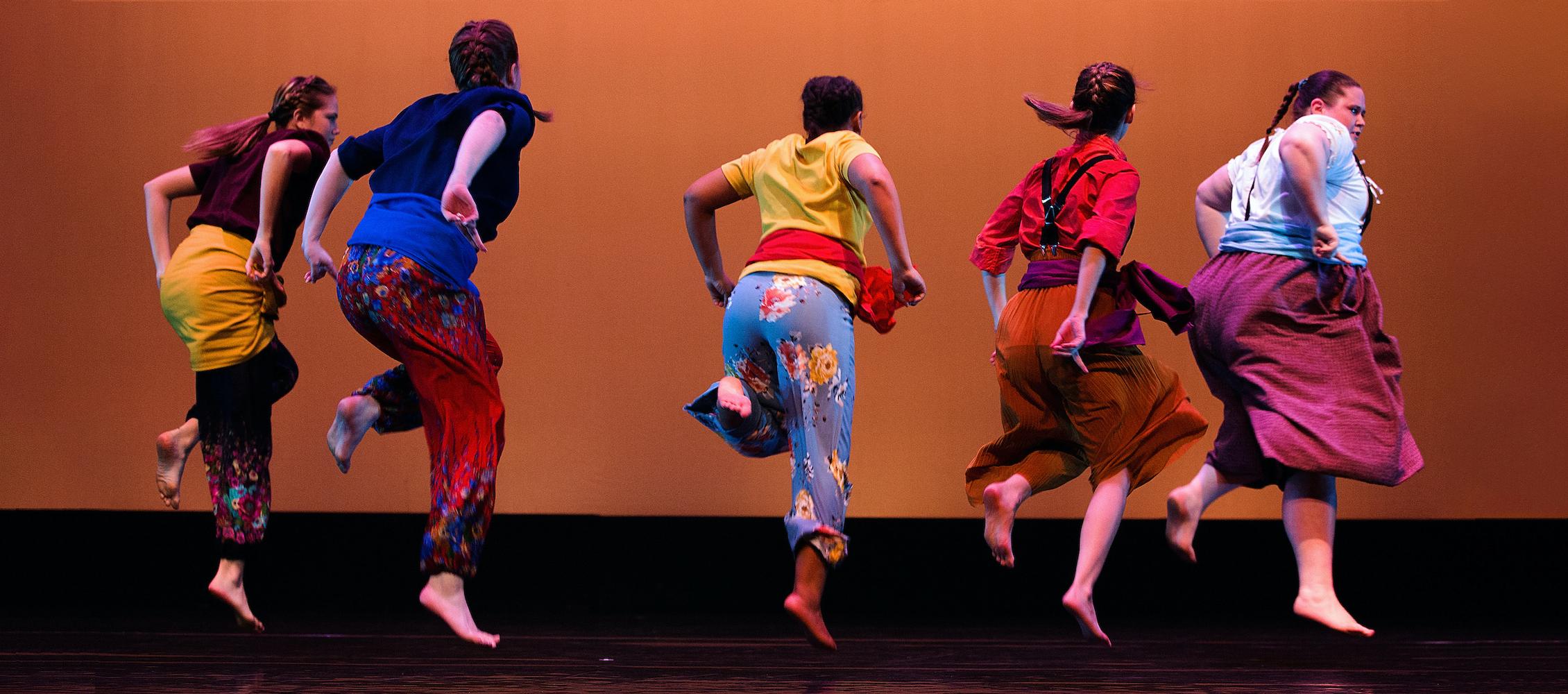 Dance majors performing on stage at University of Wisconsin-Whitewater