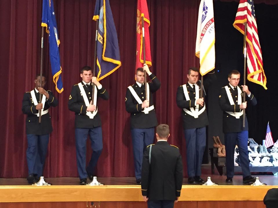 Color Guard presenting colors at Young Auditorium