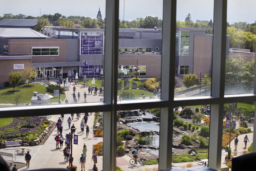 Overlooking the University Center as students go to class